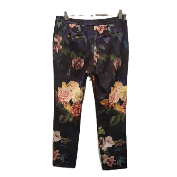 TopShop Floral Pants Spandex Comfort Pockets Size 6 - Picture 2 of 5